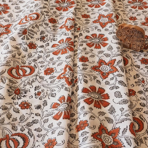 インド更紗ハンドブロックコットン FIC1103 生地 kain kain 通販