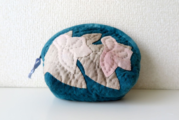 ハワイアンキルトのポーチ ブルーピンク ポーチ Quilt-mama 通販