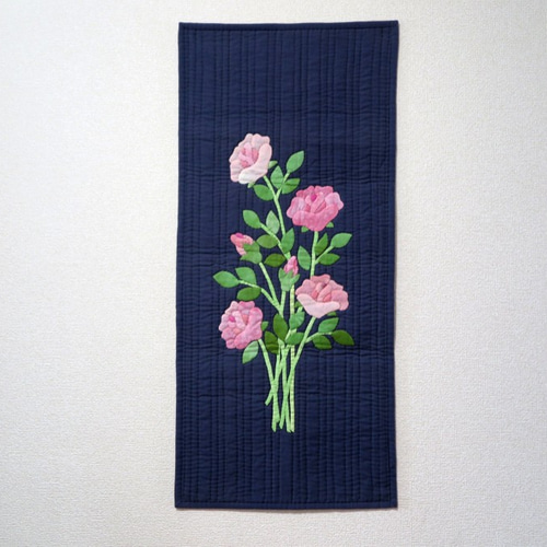 バラの布絵 タペストリー パッチワーク タペストリー・壁掛け