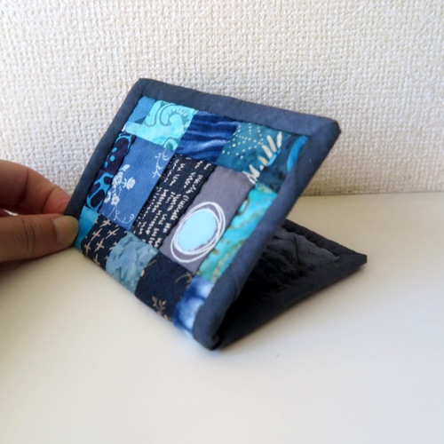 ブルーでまとめたパッチワークのコインケース 小銭入れ・コインケース  