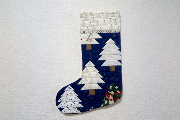 ホワイトクリスマス　靴下型物入れ 1枚目の画像