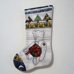 クリスマス　　クマ　靴下型の物入れ 5枚目の画像