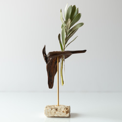Driftwood flower vase 88 - Natural Stone square - 2枚目の画像