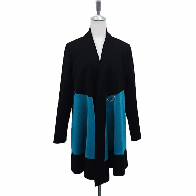 羽織風バイカラーロングジャケット　グリーン×ジャケット