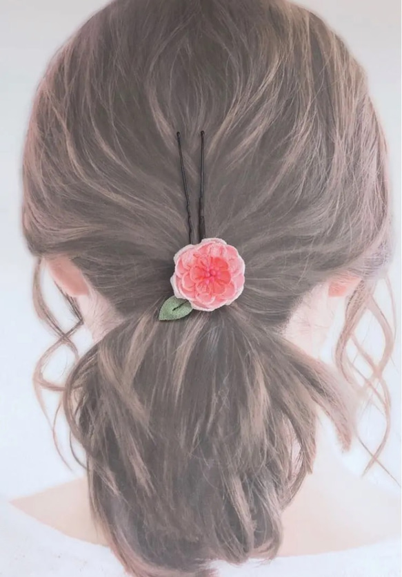 つまみ細工髪飾り 布花ヘアアクセ 薔薇 バラ ばら 振袖前撮り 晴れ着 着物 十三詣り 十三参り 七五三 子供 キッズ 4枚目の画像