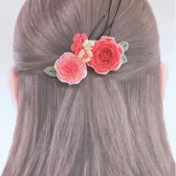 つまみ細工髪飾り 布花ヘアアクセ 薔薇 バラ ばら 振袖前撮り 晴れ着 着物 十三詣り 十三参り 七五三 子供 キッズ 7枚目の画像