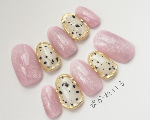 ダルメシアンピンク ネイルチップ 0_0341e034aae6288d5b7684fed2be