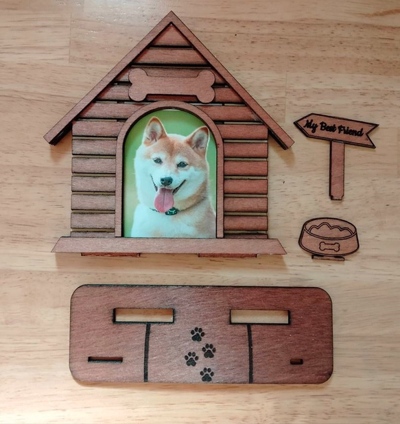 ワンちゃん用写真フレーム　犬　フォトフレーム　写真立て　インテリア　木製　ウッド 2枚目の画像