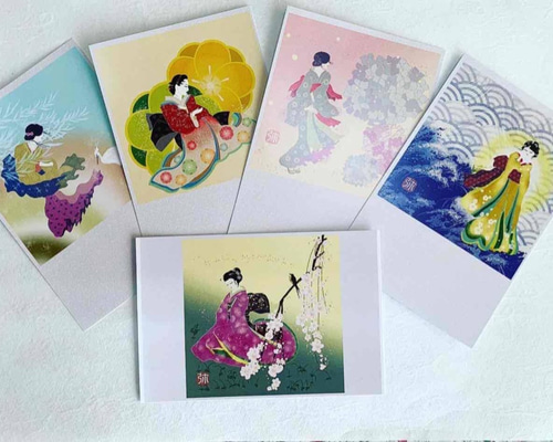 ポストカードプリント 手描きイラスト 美人画 オリジナル ポストカード