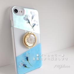 【全機種対応】＊押し花ケース＊リング付き＊パールカラー＊全機種対応＊iPhone＊Android＊ 4枚目の画像