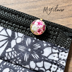 マスクチャーム ピアス イヤリング 薔薇 ピンク ⭐️⭐️ハンドメイド 余地もなく 薔薇ピアス ハンドメイドアクセサリー - jyuuu(glass