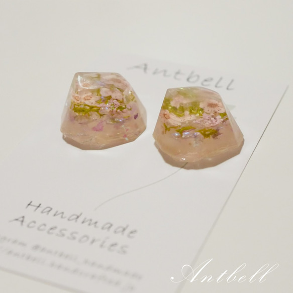 レジンピアス　ピンク　桜　サクラ　フラワー　ハンドメイド　2pcs　25mm　ar-023 2枚目の画像