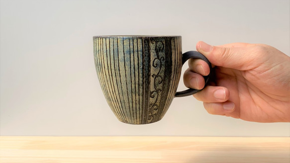 渦巻マグカップ（大）　マグカップ　陶器　 2枚目の画像