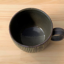 ストライプ寸胴マグカップ　陶器　 3枚目の画像