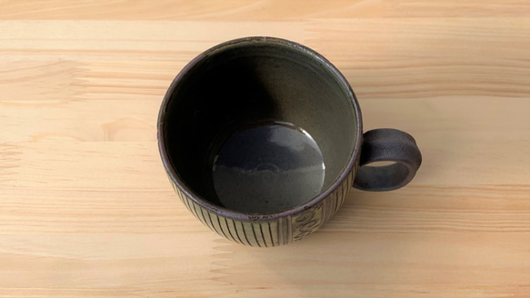 ストライプ寸胴マグカップ　陶器　 3枚目の画像