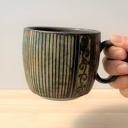 ストライプ寸胴マグカップ　陶器　 5枚目の画像