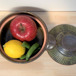 ストライプ土鍋(一人用)　5号　耐熱陶器 3枚目の画像