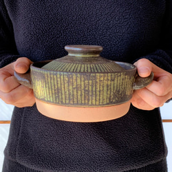 ストライプ土鍋(一人用)　5号　耐熱陶器 4枚目の画像