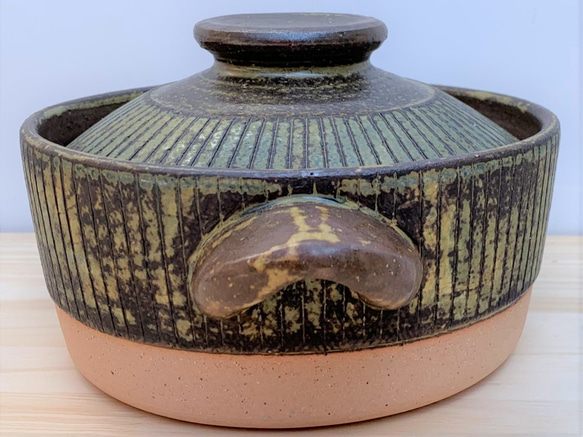 ストライプ土鍋(一人用)　5号　耐熱陶器 7枚目の画像