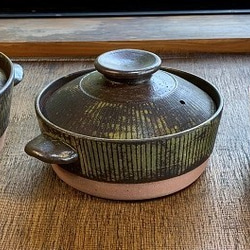 ストライプ土鍋(二人用)　6号　耐熱陶器 2枚目の画像
