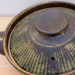 ストライプ土鍋(二人用)　6号　耐熱陶器 3枚目の画像