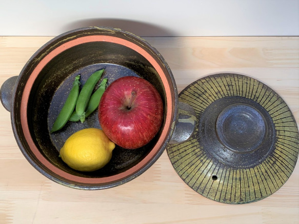 ストライプ土鍋(二人用)　6号　耐熱陶器 4枚目の画像
