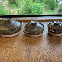 ストライプ土鍋(二人用)　6号　耐熱陶器 5枚目の画像