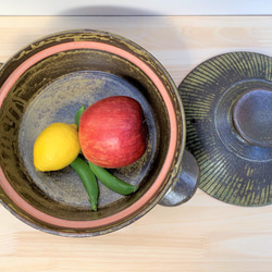 ストライプ土鍋(三人用)　8号　耐熱陶器 4枚目の画像