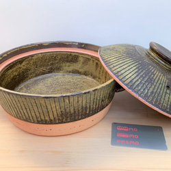 ストライプ土鍋(三人用)　8号　耐熱陶器 6枚目の画像