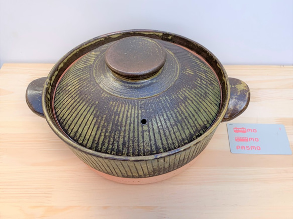 ストライプ土鍋(三人用)　8号　耐熱陶器 9枚目の画像