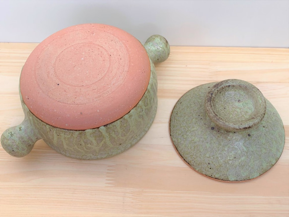 緑釉土鍋(一人用)　5号　耐熱陶器 3枚目の画像