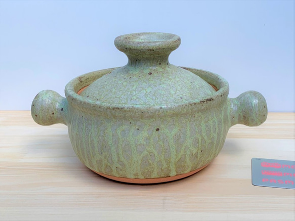 緑釉土鍋(一人用)　5号　耐熱陶器 8枚目の画像