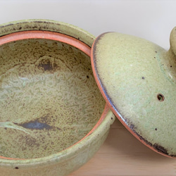 緑釉土鍋(二人用)　6号　耐熱陶器 2枚目の画像