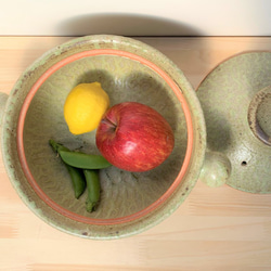 緑釉土鍋(二人用)　6号　耐熱陶器 5枚目の画像