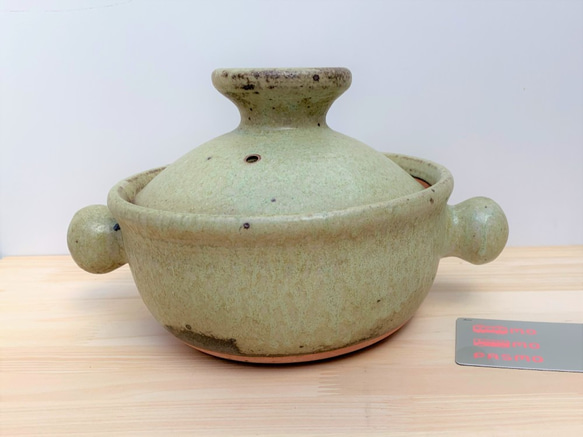 緑釉土鍋(二人用)　6号　耐熱陶器 7枚目の画像