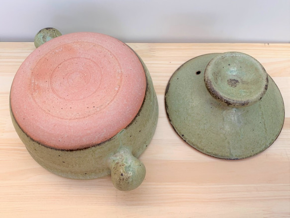 緑釉土鍋(二人用)　6号　耐熱陶器 8枚目の画像