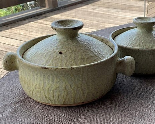 土鍋　陶器　スキレット　青緑色　ハンドメイド(4) 0_8fc197d675915f5c47d81b061fe9