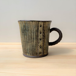 ストライプマグカップ　陶器　コーヒー 1枚目の画像