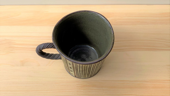 ストライプマグカップ　陶器　コーヒー 3枚目の画像