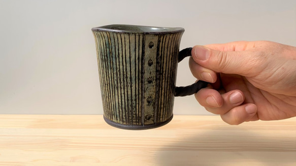 ストライプマグカップ　陶器　コーヒー 4枚目の画像
