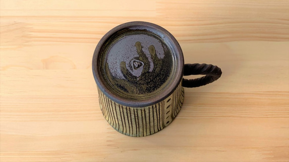 ストライプマグカップ　陶器　コーヒー 6枚目の画像