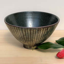 ストライプアポロ型飯碗(大)　陶器　飯碗 3枚目の画像