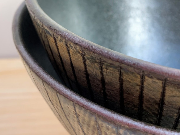 ストライプアポロ型飯碗(大)　陶器　飯碗 7枚目の画像