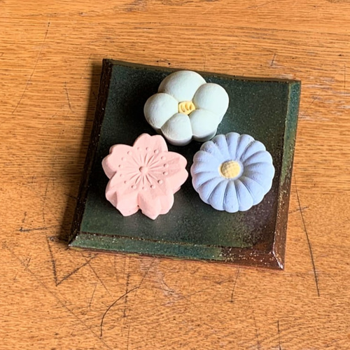 和菓子のようなアロマストーン＆プレートセット 陶器 アロマ