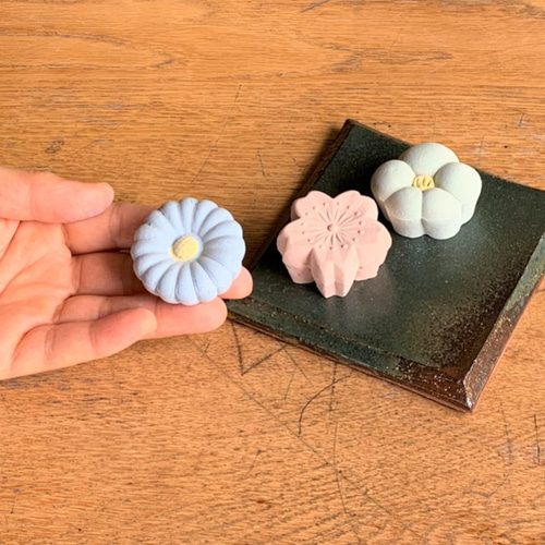 和菓子のようなアロマストーン＆プレートセット 陶器 アロマ