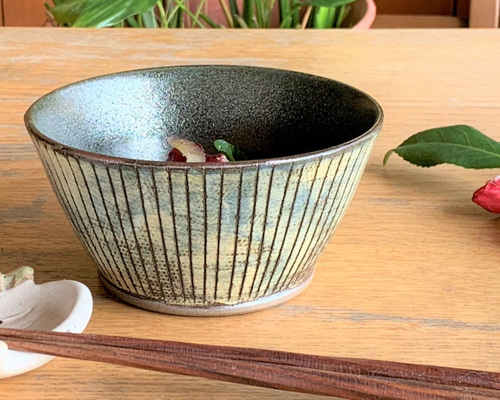 工芸】☆陸工房 モリーネ手 鉢 深鉢皿☆ストライプ ライン
