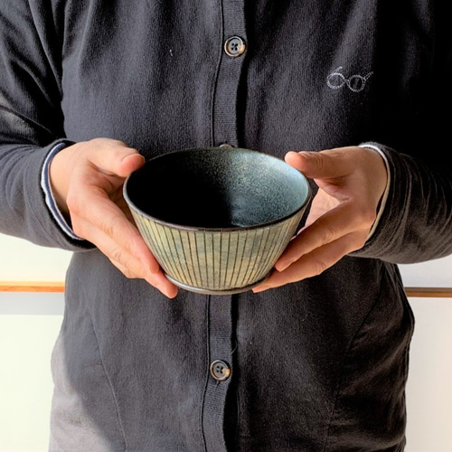 【工芸】★陸工房 モリーネ手 鉢 深鉢皿★ストライプ ライン 工芸】☆陸工房 モリーネ手 鉢 深鉢皿☆ストライプ ライン