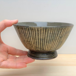 ストライプどんぶり(小)　陶器 4枚目の画像