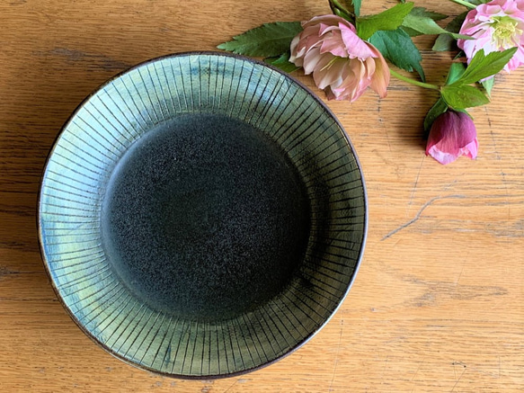 ストライプ六寸浅鉢 陶器 中皿 しもつけ窯 通販 11829894｜Creema