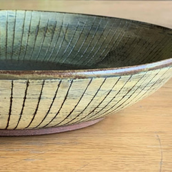 ストライプ六寸浅鉢　陶器 3枚目の画像